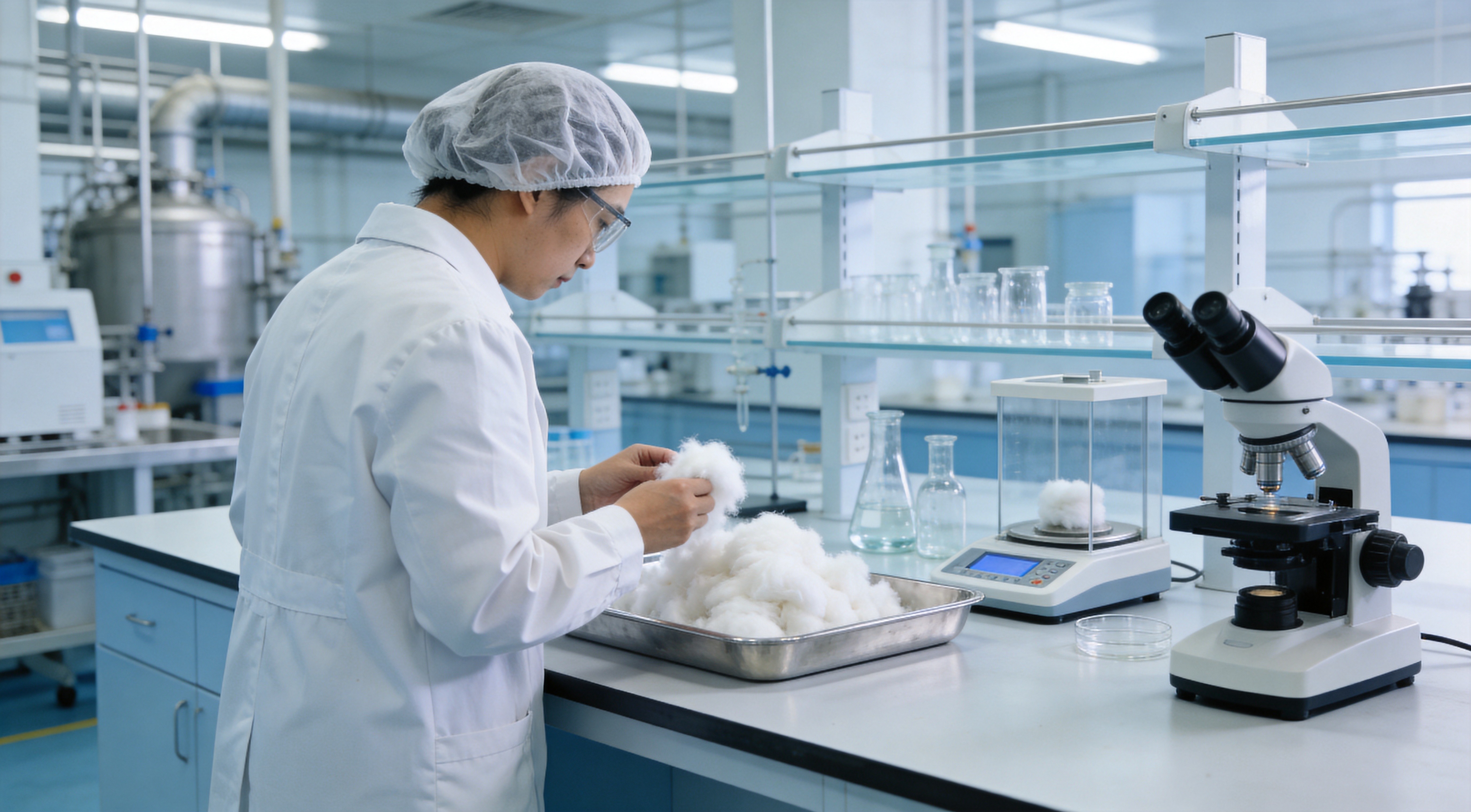 Quality control laboratory where refined cotton viscosity and purity are tested before release